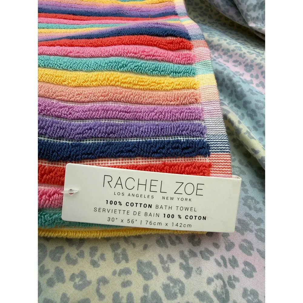 Rachel Zoe Rainbow Stripe 100% Cotton Bath Towel 30x56 NWT